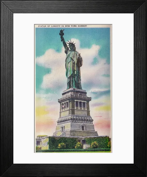Framed Print : Vintage souvenir postcard, the Statue of Liberty, NYC, New York, ca 1941 Framed Print : Vintage souvenir postcard, the Statue of Liberty, NYC, New York, ca 1941