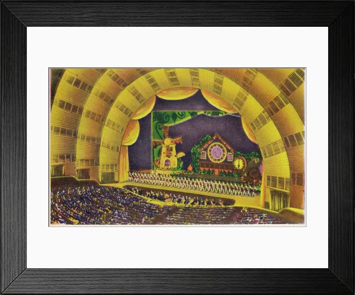 Framed Print : Vintage souvenir postcard, Radio City Music Hall, NYC, New York, ca 1941 Framed Print : Vintage souvenir postcard, Radio City Music Hall, NYC, New York, ca 1941