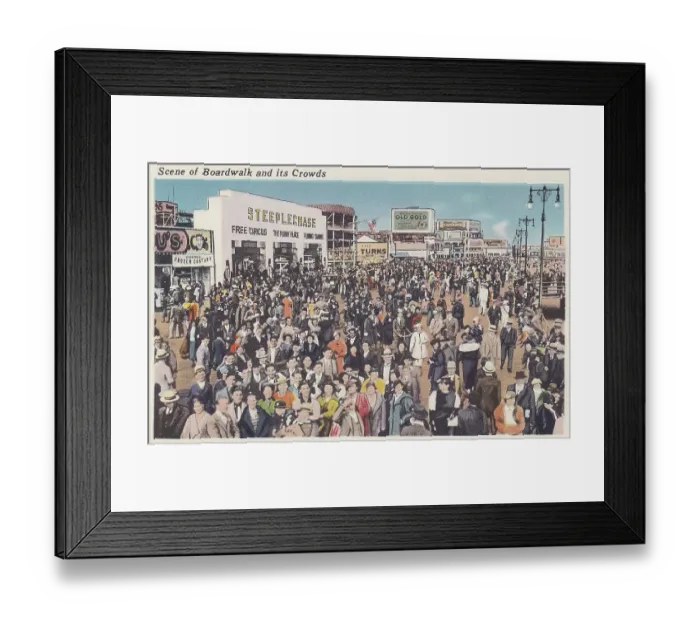 Framed Print : Vintage souvenir postcard, Coney Island Boardwalk, Brooklyn, New York City, 1940 Framed Print : Vintage souvenir postcard, Coney Island Boardwalk, Brooklyn, New York City, 1940