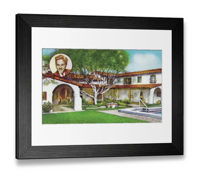 Framed Print : Vintage souvenir postcard, Mickey Rooney, Movie Star Homes, Hollywood, 1940 Framed Print : Vintage souvenir postcard, Mickey Rooney, Movie Star Homes, Hollywood, 1940