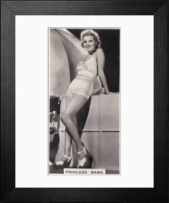 Framed Print : Princess Baba, Glamour Girls of Stage and Screen series, Carerras collectible tobacco card, 1939 Framed Print : Princess Baba, Glamour Girls of Stage and Screen series, Carerras collectible tobacco card, 1939