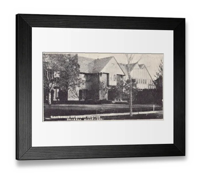 Framed Print : Vintage souvenir postcard, Eddie Cantor's Home, Hollywood Homes series, ca 1938 Framed Print : Vintage souvenir postcard, Eddie Cantor's Home, Hollywood Homes series, ca 1938