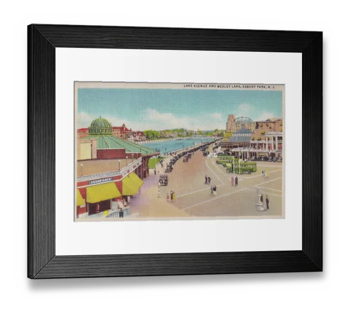 Framed Print : Vintage souvenir postcard, Asbury Park, New Jersey, ca 1930s Framed Print : Vintage souvenir postcard, Asbury Park, New Jersey, ca 1930s