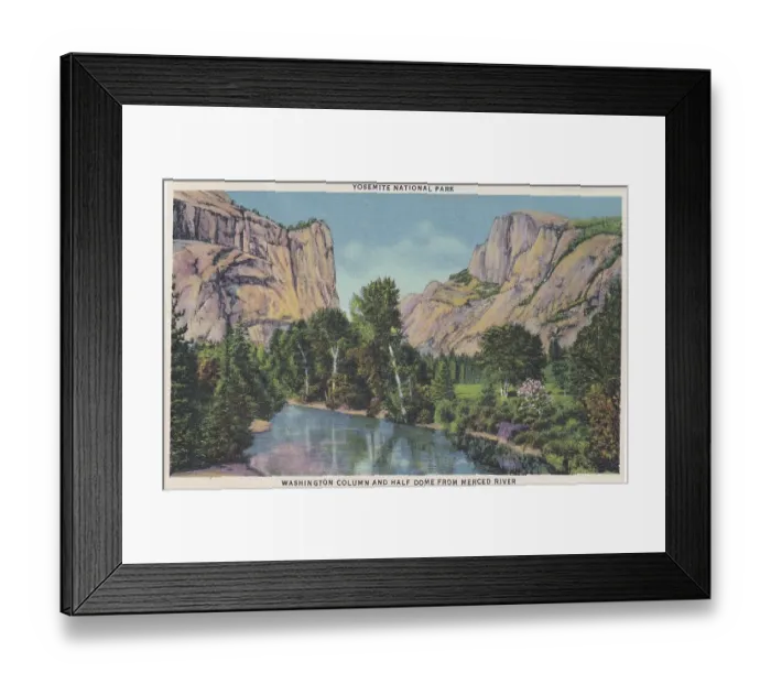 Framed Print : Vintage souvenir postcard, Scenic Gems of Yosemite National Park series, 1937 Framed Print : Vintage souvenir postcard, Scenic Gems of Yosemite National Park series, 1937