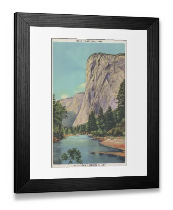 Framed Print : Vintage souvenir postcard, Scenic Gems of Yosemite National Park series, 1937