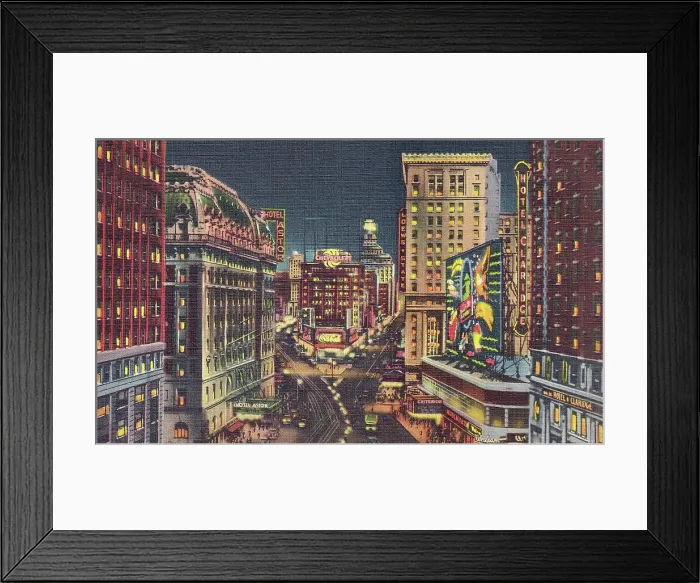 Framed Print : Vintage souvenir postcard, Times Square, NYC, New York, 1935 Framed Print : Vintage souvenir postcard, Times Square, NYC, New York, 1935