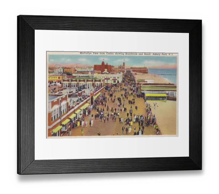 Framed Print : Vintage souvenir postcard, Asbury Park, New Jersey, ca 1930s Framed Print : Vintage souvenir postcard, Asbury Park, New Jersey, ca 1930s