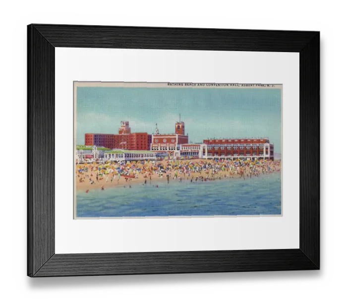 Framed Print : Vintage souvenir postcard, Asbury Park, New Jersey, ca 1930s