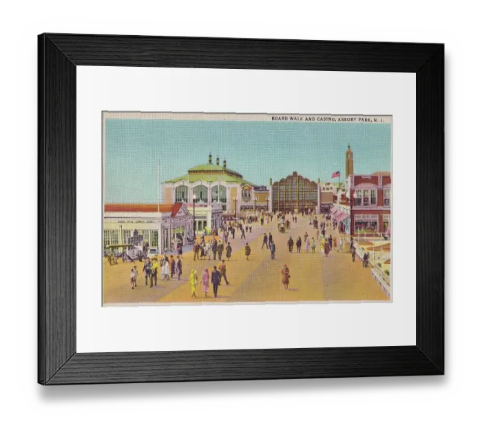 Framed Print : Vintage souvenir postcard, Asbury Park, New Jersey, ca 1930s Framed Print : Vintage souvenir postcard, Asbury Park, New Jersey, ca 1930s