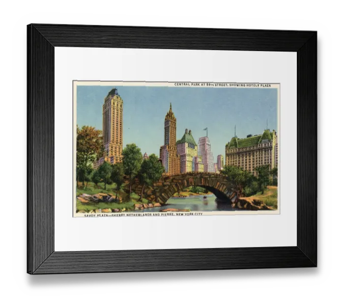Framed Print : Vintage souvenir postcard, Central Park, NYC, New York, ca 1935 Framed Print : Vintage souvenir postcard, Central Park, NYC, New York, ca 1935