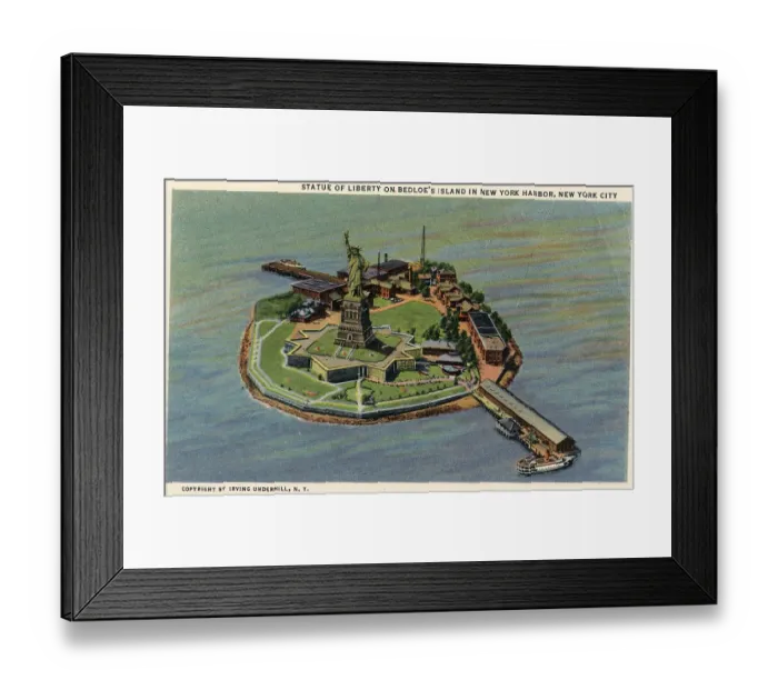 Framed Print : Vintage souvenir postcard, Statue of Liberty, NYC, New York, ca 1935 Framed Print : Vintage souvenir postcard, Statue of Liberty, NYC, New York, ca 1935