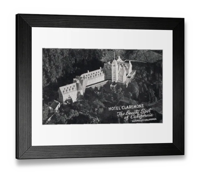 Framed Print : Vintage souvenir postcard, Claremont Hotel, Berkeley, ca 1931