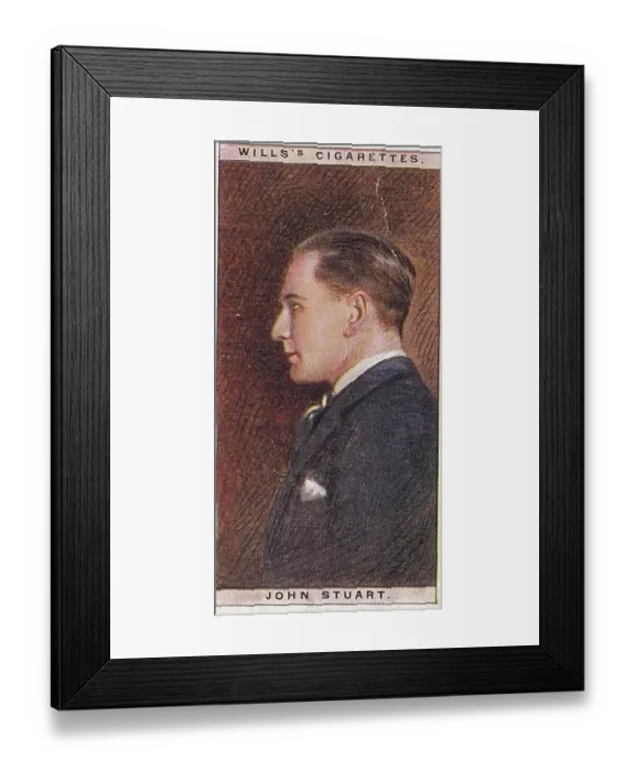 Framed Print : John Stuart, Cinema Stars series, H O Will's collectible tobacco card, 1928 Framed Print : John Stuart, Cinema Stars series, H O Will's collectible tobacco card, 1928