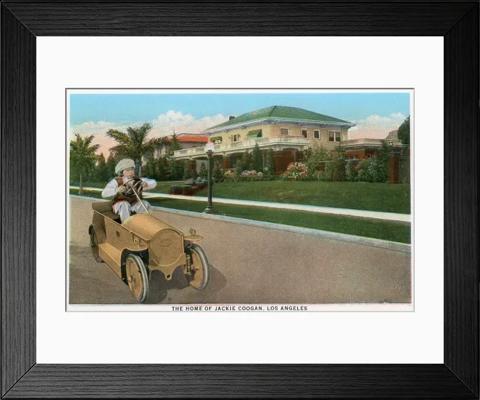 Framed Print : Vintage souvenir postcard, Jackie Coogan Residence, Homes of Movie Stars series, ca 1927 Framed Print : Vintage souvenir postcard, Jackie Coogan Residence, Homes of Movie Stars series, ca 1927