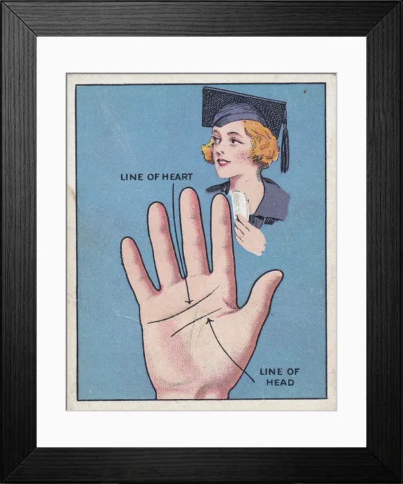 Framed Print : Fortune Telling, Palmistry series, Major Drapkin Collectible Tobacco Card, 1927 Framed Print : Fortune Telling, Palmistry series, Major Drapkin Collectible Tobacco Card, 1927