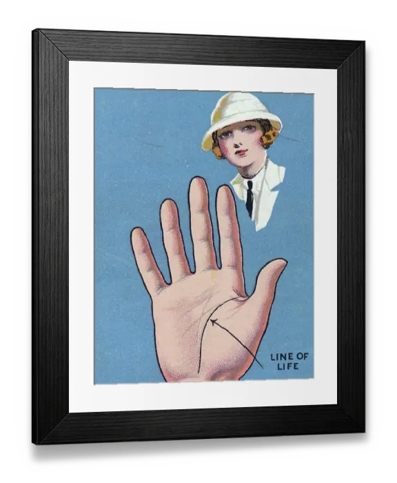 Framed Print : Fortune Telling, Palmistry series, Major Drapkin Collectible Tobacco Card, 1927 Framed Print : Fortune Telling, Palmistry series, Major Drapkin Collectible Tobacco Card, 1927