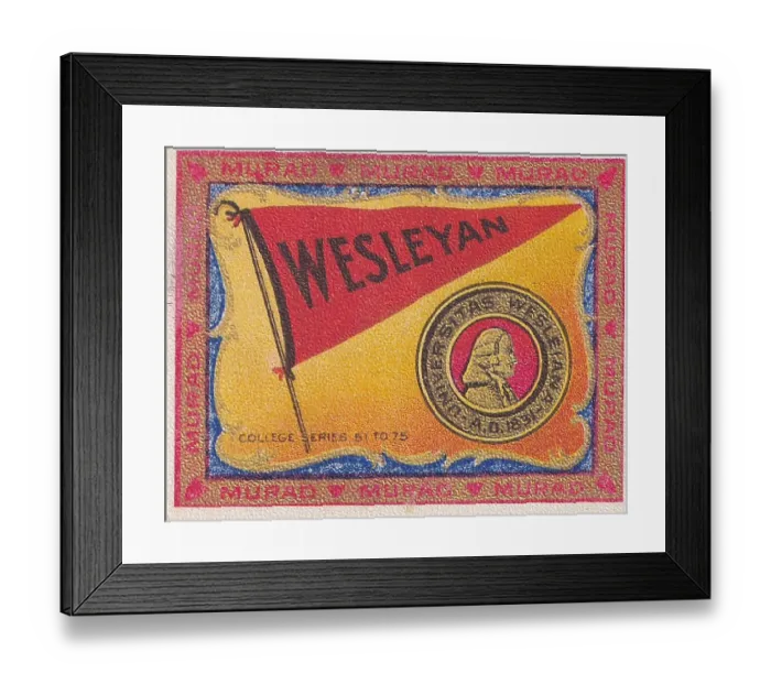 Framed Print : Wesleyan University, College Series, Murad Cigarettes, tobacco card, 1909 Framed Print : Wesleyan University, College Series, Murad Cigarettes, tobacco card, 1909