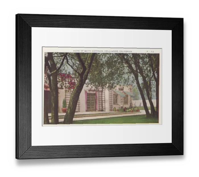 Framed Print : Vintage souvenir postcard, Betty Compson's Home, Hollywood and Screenland Homes series, ca 1926 Framed Print : Vintage souvenir postcard, Betty Compson's Home, Hollywood and Screenland Homes series, ca 1926