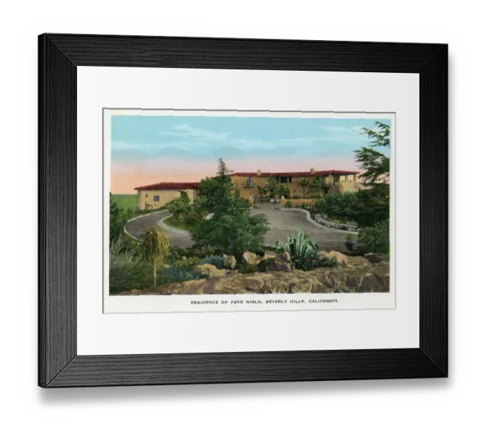 Framed Print : Vintage souvenir postcard, Residence of Fred Niblo, Homes of Movie Stars series, ca 1924 Framed Print : Vintage souvenir postcard, Residence of Fred Niblo, Homes of Movie Stars series, ca 1924