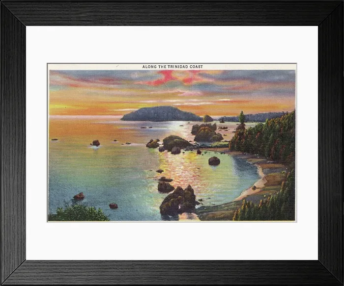 Framed Print : Vintage souvenir postcard, Redwood Highway Souvenir Views series, ca 1921