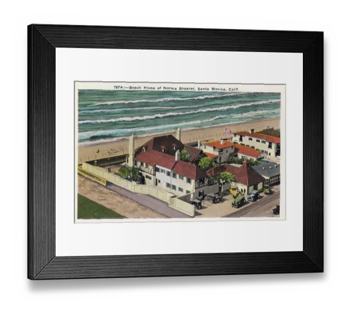 Framed Print : Vintage souvenir postcard, Norma Shearer's Santa Monica Home, Movie Star Homes series, ca 1923 Framed Print : Vintage souvenir postcard, Norma Shearer's Santa Monica Home, Movie Star Homes series, ca 1923
