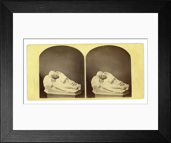 Framed Print : Stereoview of Sleeping Peri, Palmer Marbles, 1860 Framed Print : Stereoview of Sleeping Peri, Palmer Marbles, 1860
