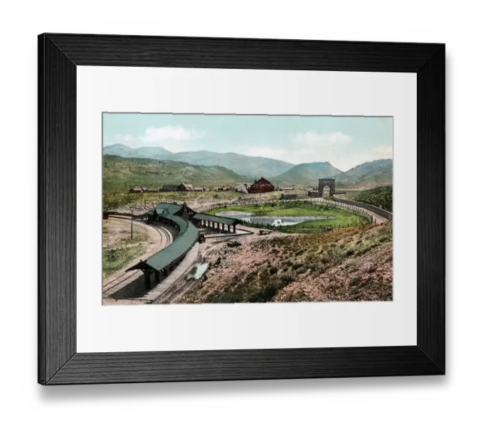 Framed Print : Vintage souvenir postcard, Gardiner, Montana, 1906