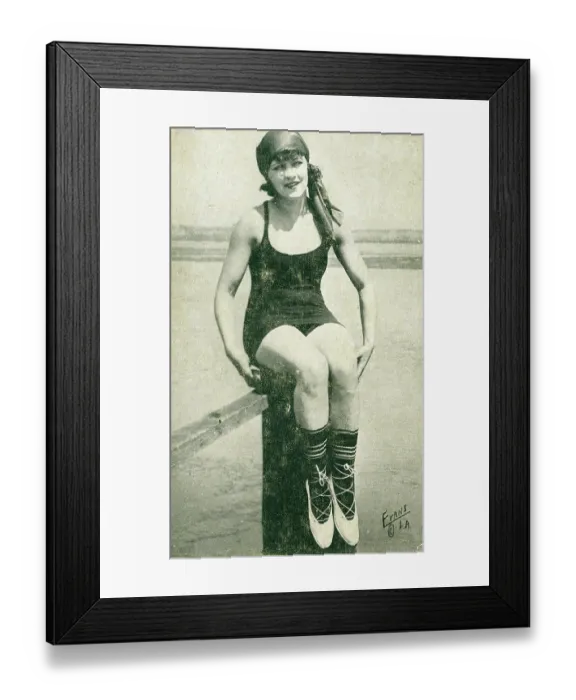 Framed Print : Bathing Beauty, Collectible Silent Film Card, Mack Sennett Comedies, 1920s Framed Print : Bathing Beauty, Collectible Silent Film Card, Mack Sennett Comedies, 1920s