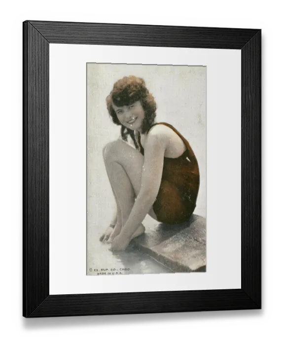 Framed Print : Bathing Beauty, Collectible Silent Film Card, Mack Sennett Comedies, 1920s Framed Print : Bathing Beauty, Collectible Silent Film Card, Mack Sennett Comedies, 1920s