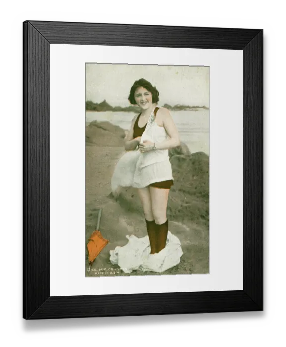 Framed Print : Bathing Beauty, Collectible Silent Film Card, Mack Sennett Comedies, 1920s