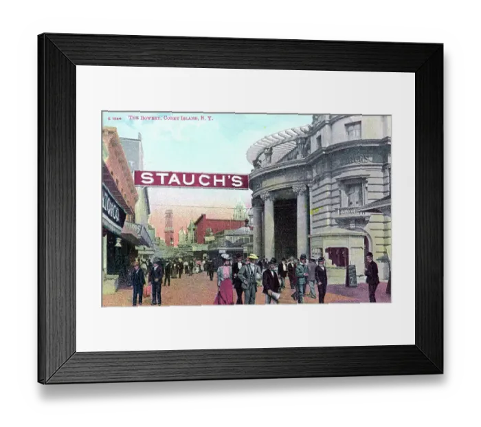 Framed Print : Vintage souvenir postcard, Stauch's Baths, Coney Island, New York City, 1918 Framed Print : Vintage souvenir postcard, Stauch's Baths, Coney Island, New York City, 1918