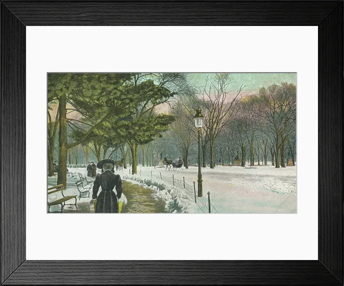 Framed Print : Vintage souvenir postcard, Winter Snow Scene, Central Park, New York City, circa 1912 Framed Print : Vintage souvenir postcard, Winter Snow Scene, Central Park, New York City, circa 1912