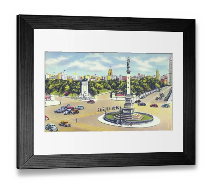 Framed Print : Vintage souvenir postcard, Columbus Circle and Central Park, New York City, 1918 Framed Print : Vintage souvenir postcard, Columbus Circle and Central Park, New York City, 1918