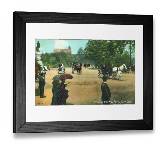 Framed Print : Color lithograph postcard of a busy drive in Central Park, New York City, circa 1910 Framed Print : Color lithograph postcard of a busy drive in Central Park, New York City, circa 1910