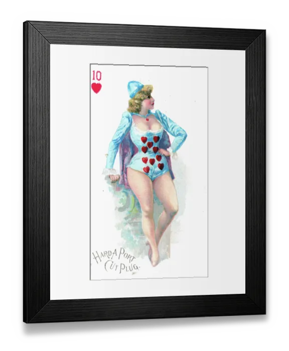 Framed Print : Hard a Port Cut Plug Playing Card, Six of Hearts, 1890s Framed Print : Hard a Port Cut Plug Playing Card, Six of Hearts, 1890s
