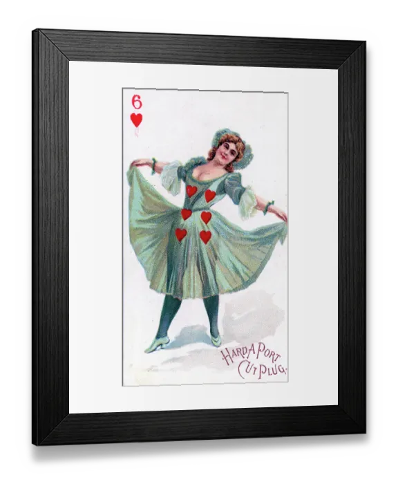 Framed Print : Ten of Hearts Playing Card, Hard A Port Cut Plug Tobacco Card, 1890s