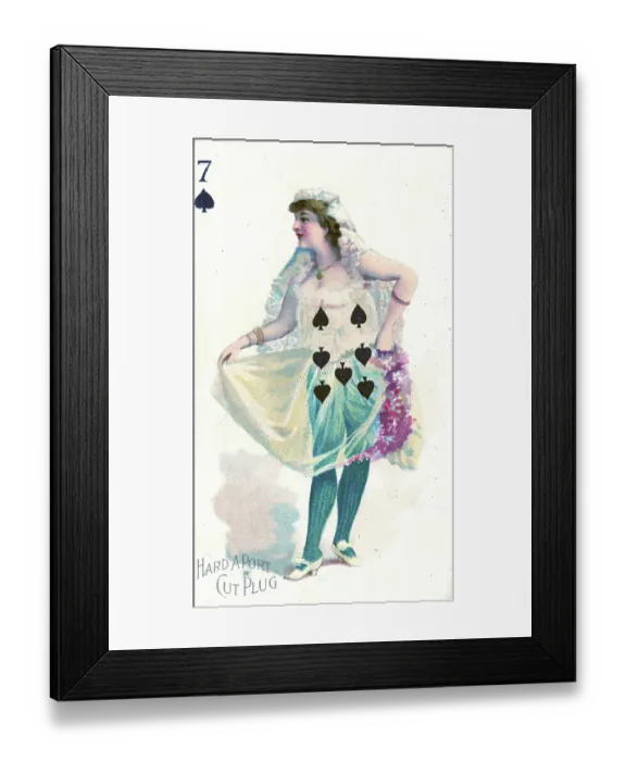 Framed Print : Seven of Spades Playing Card, Hard A Port Cut Plug Tobacco Card, 1890s