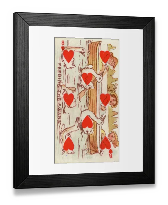 Framed Print : Feeding the Swans, Eight of Hearts, Harlequin Playing Cards, N219, Kinney Tobacco Card, 1888 Framed Print : Feeding the Swans, Eight of Hearts, Harlequin Playing Cards, N219, Kinney Tobacco Card, 1888