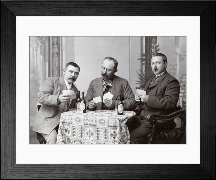 Framed Print : Three men playing cards Framed Print : Three men playing cards