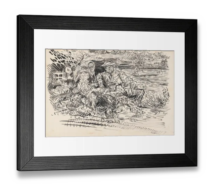 Framed Print : Poor Family Outside Framed Print : Poor Family Outside