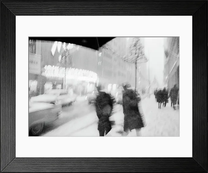 Framed Print : Christmas Shoppers in the Snow in 1963 Framed Print : Christmas Shoppers in the Snow in 1963