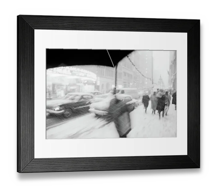 Framed Print : Christmas Shoppers in the Snow in 1963 Framed Print : Christmas Shoppers in the Snow in 1963