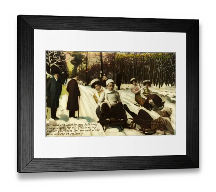 Framed Print : Sledding At Christmas Framed Print : Sledding At Christmas