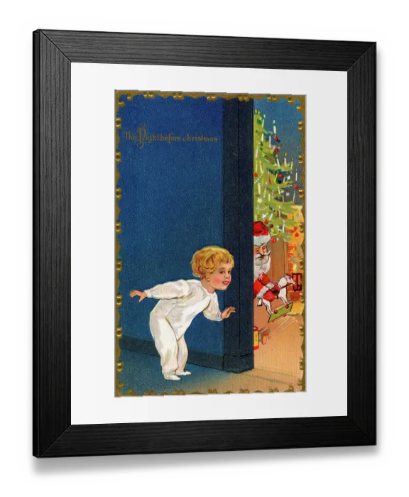 Framed Print : Santa Places Gifts By Tree