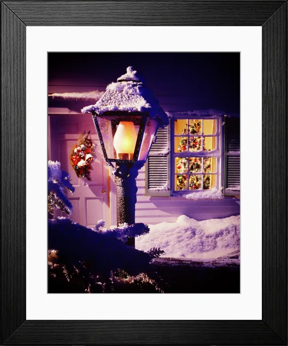 Framed Print : 1970s Christmas Outdoor Nig Framed Print : 1970s Christmas Outdoor Nig