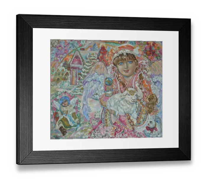 Framed Print : Angel with Lamb of God. Artist: Sugai, Yumi Framed Print : Angel with Lamb of God. Artist: Sugai, Yumi