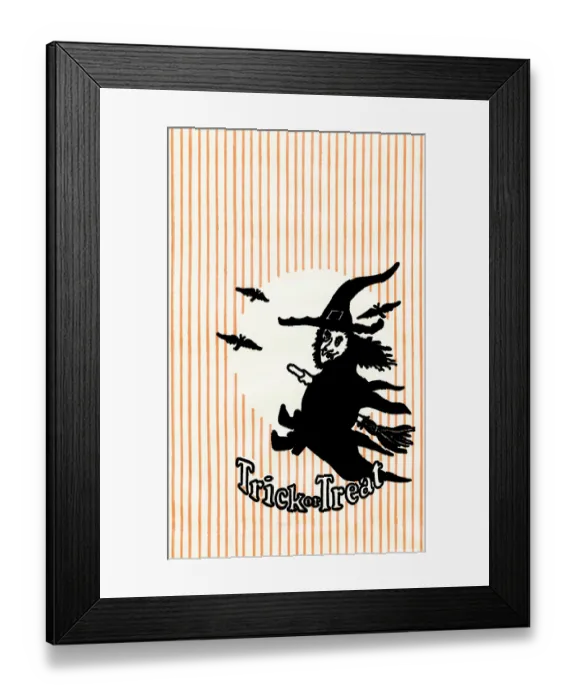 Framed Print : Trick or Treat - Red Line Witch Framed Print : Trick or Treat - Red Line Witch