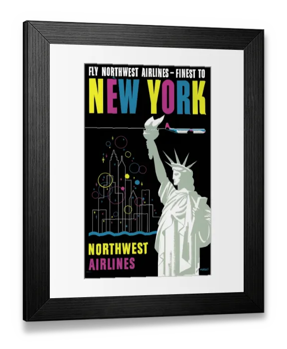 Framed Print : Fly Northwest Airlines - finest to New York Framed Print : Fly Northwest Airlines - finest to New York
