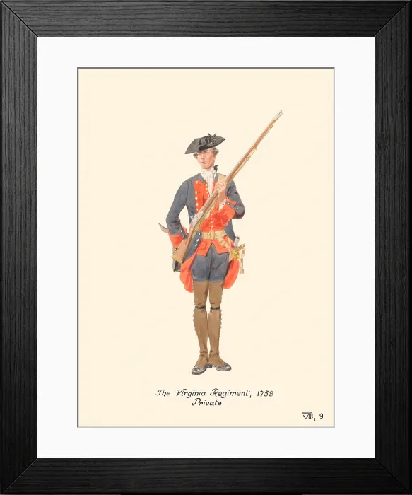 Framed Print : Virginia Regiment Private 1758