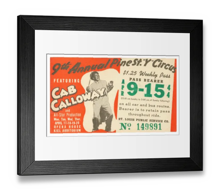 Framed Print : Cab Calloway Transit Pass